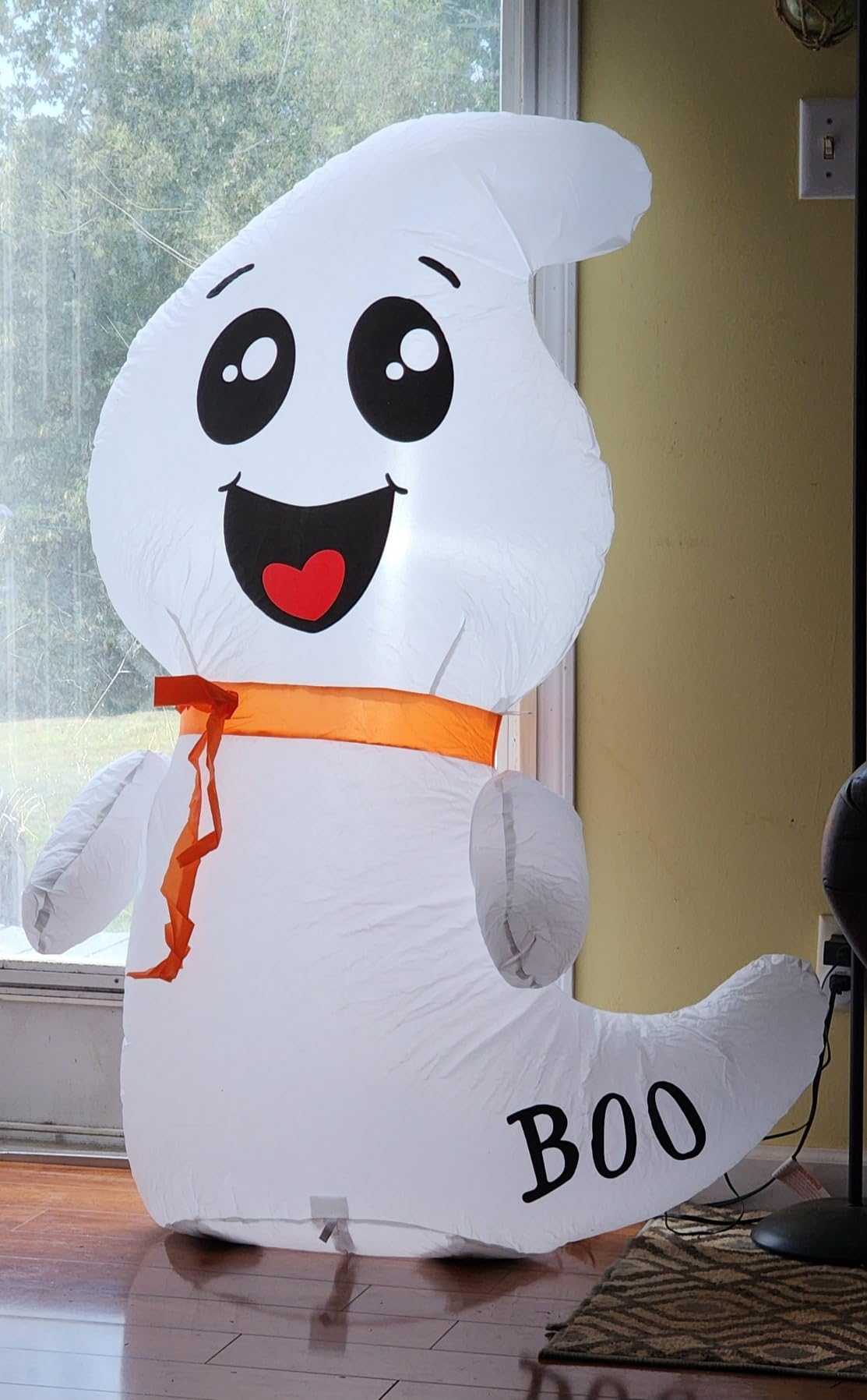 GOOSH 4 FT Halloween Inflatable Cute Ghost Outdoor Decorations Blow Up Yard Ghost with Built-in LEDs for Indoor Garden Lawn Party Decor customer photo 1