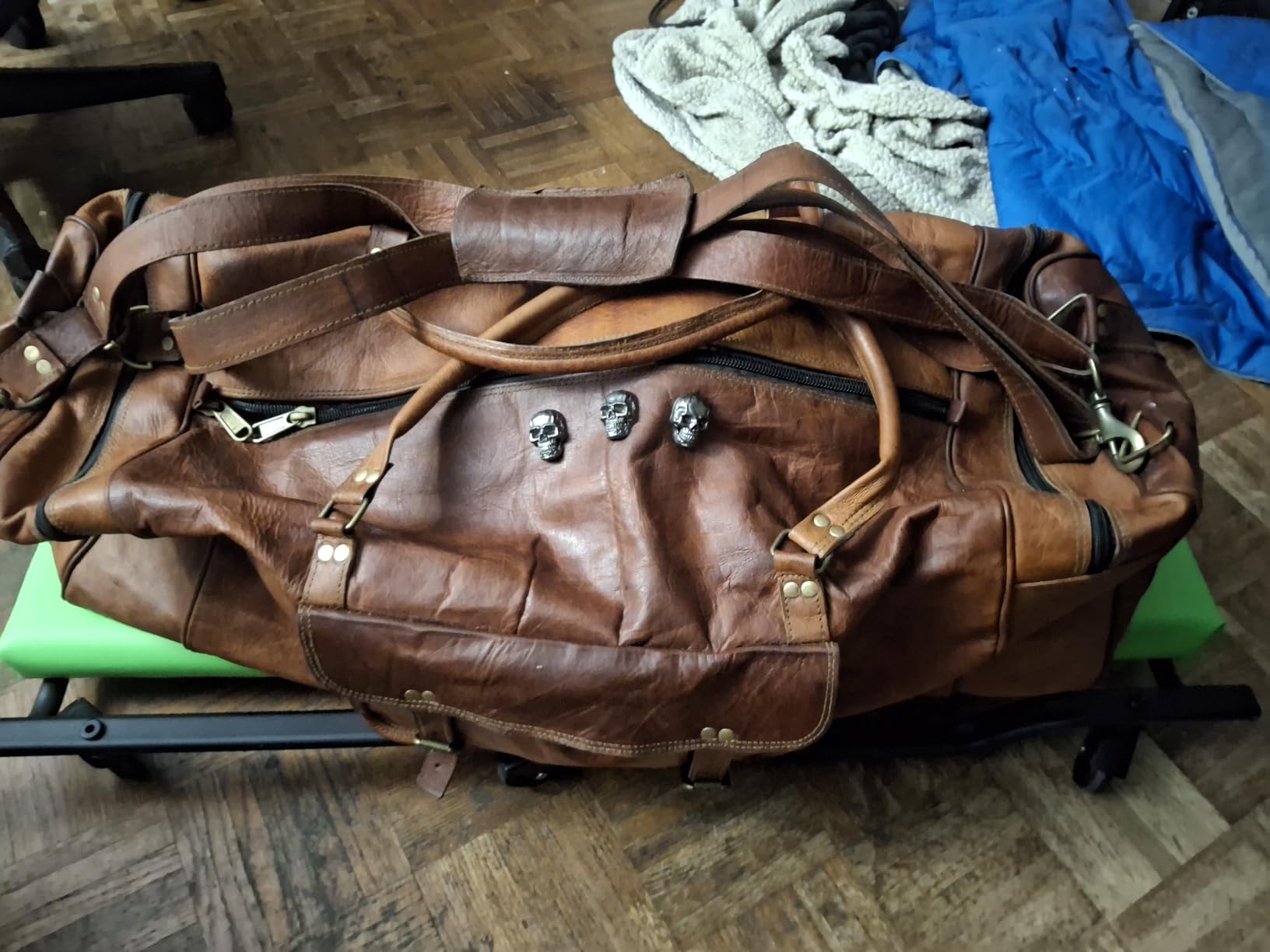 Leather 24 Inch Luggage Handmade Duffel Bag Carryall Weekender Travel Overnight Gym Sports Carry On Duffel Bag For Men And Women customer photo 1