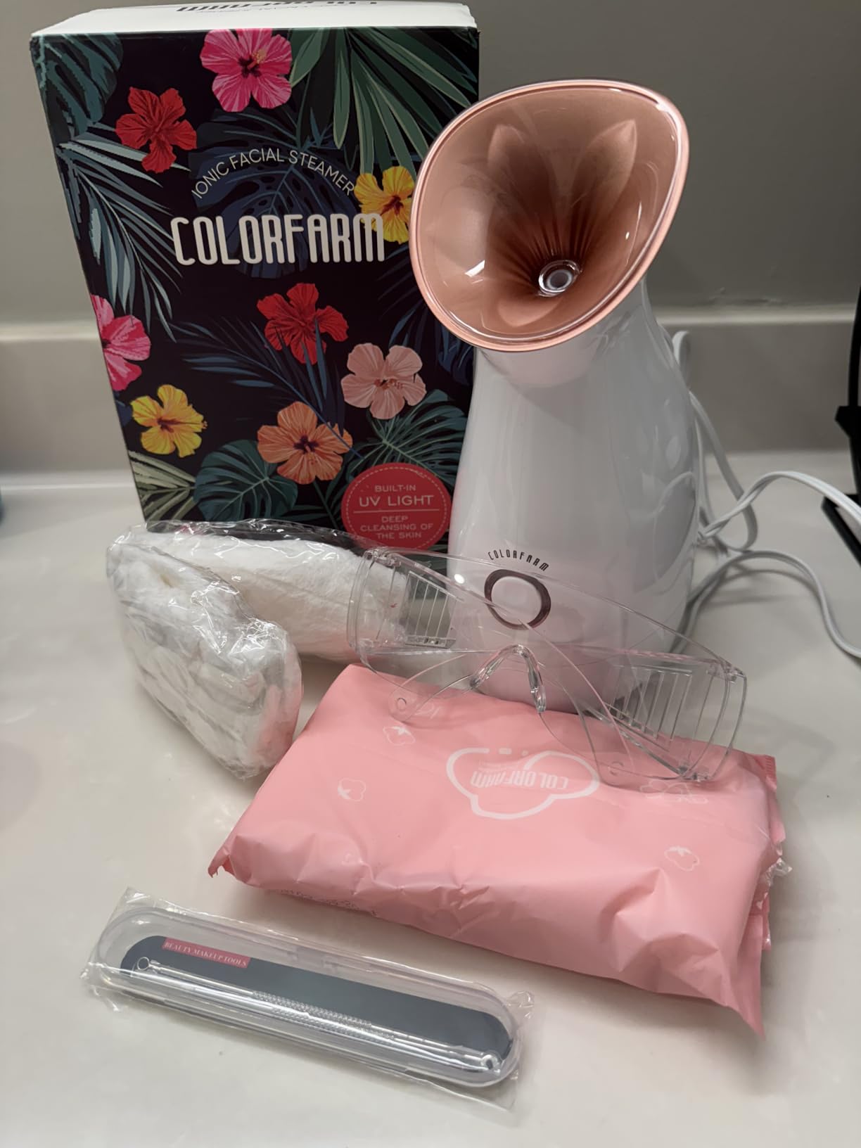 Colorfarm Facial Steamer with Nano Ionic Steam for Deep Cleaning Home Spa customer photo 2