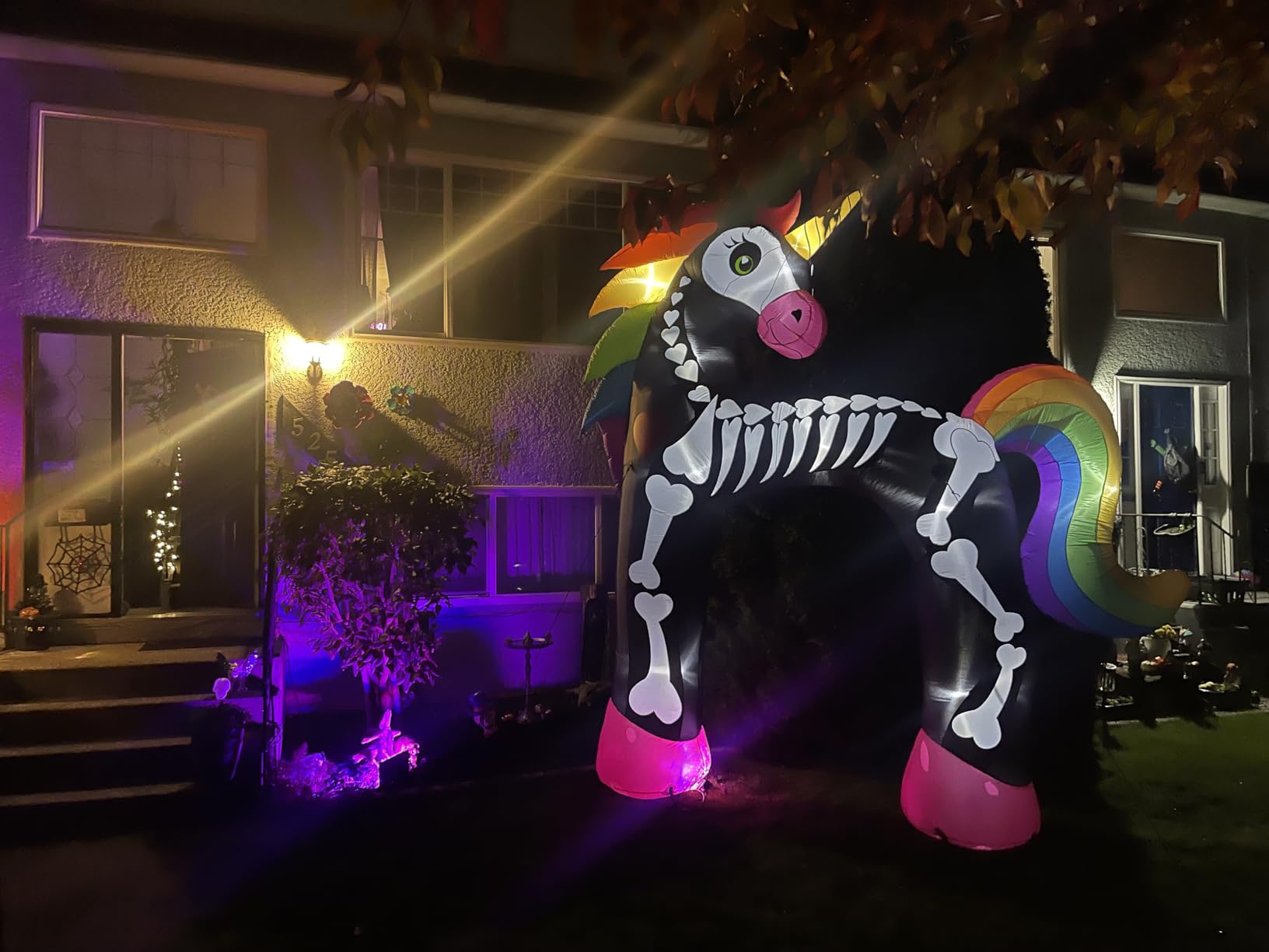11FT Giant Halloween Inflatables Arch, Rainbow Skeleton Unicorn Decoration customer photo 1