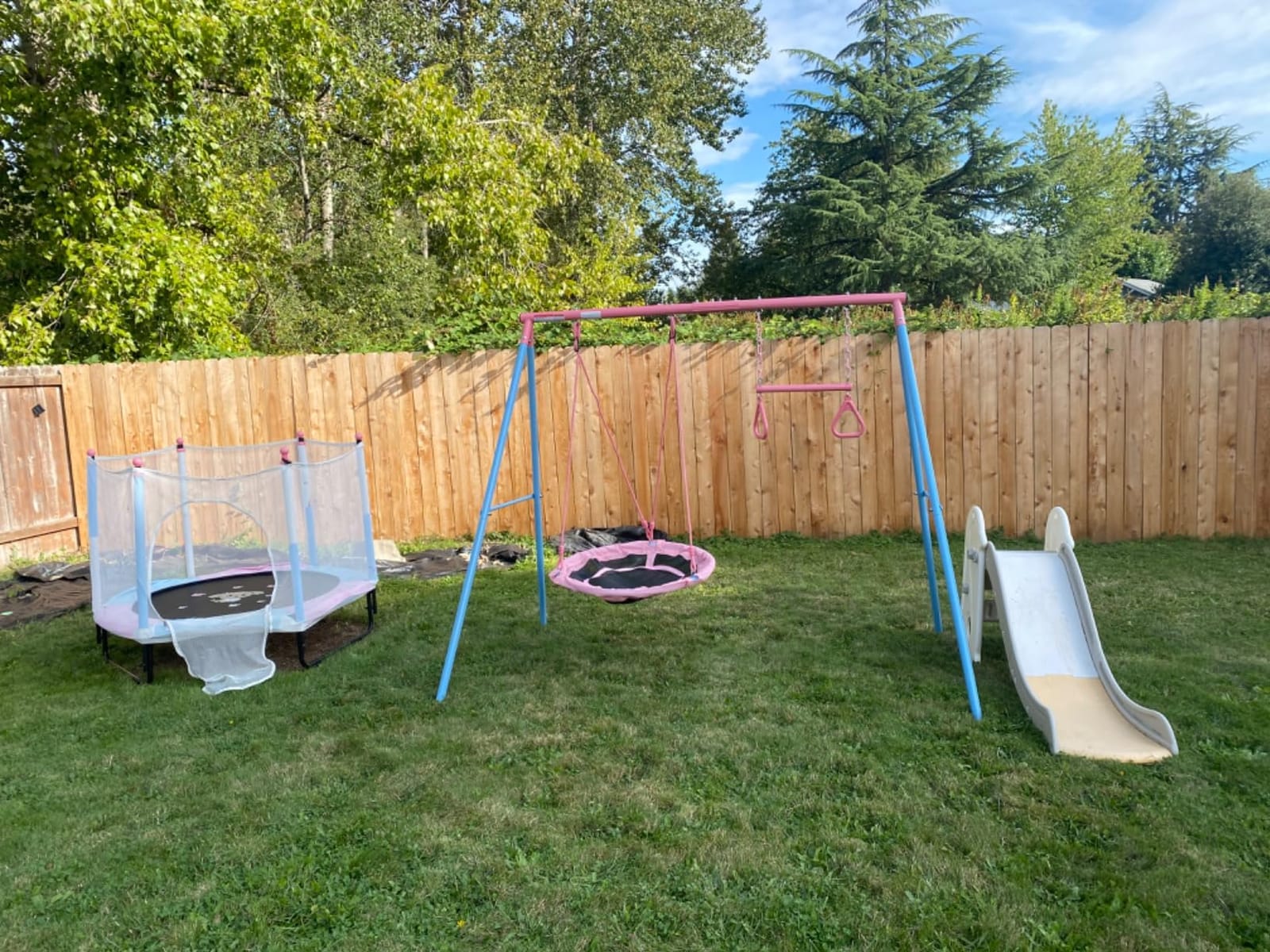 Lunafun Swing Sets for Backyard, 440lbs Swing Set with Heavy-Duty A-Frame Metal Stand, 1 Saucer Swing Seat & 1 Belt Swings Seat customer photo 2