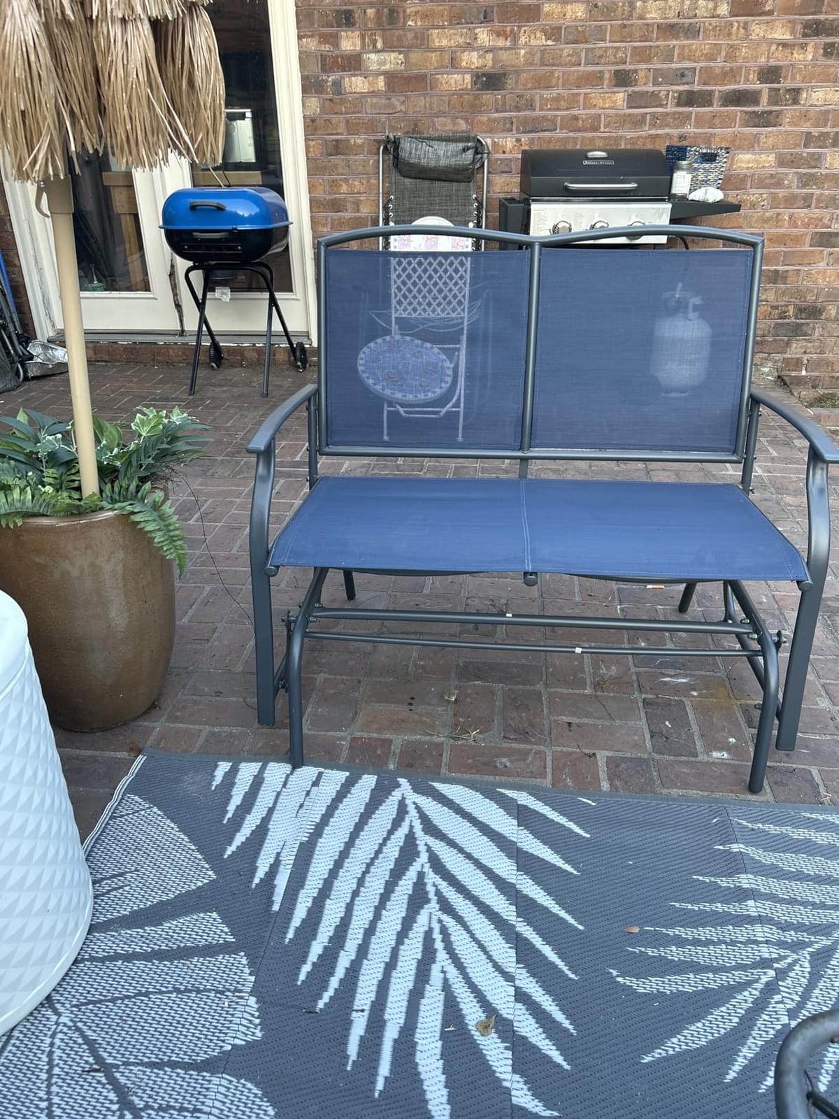 GIANTEX Patio Glider Benches for Outside, Swing Glider Chair w/Steel Frame customer photo 1