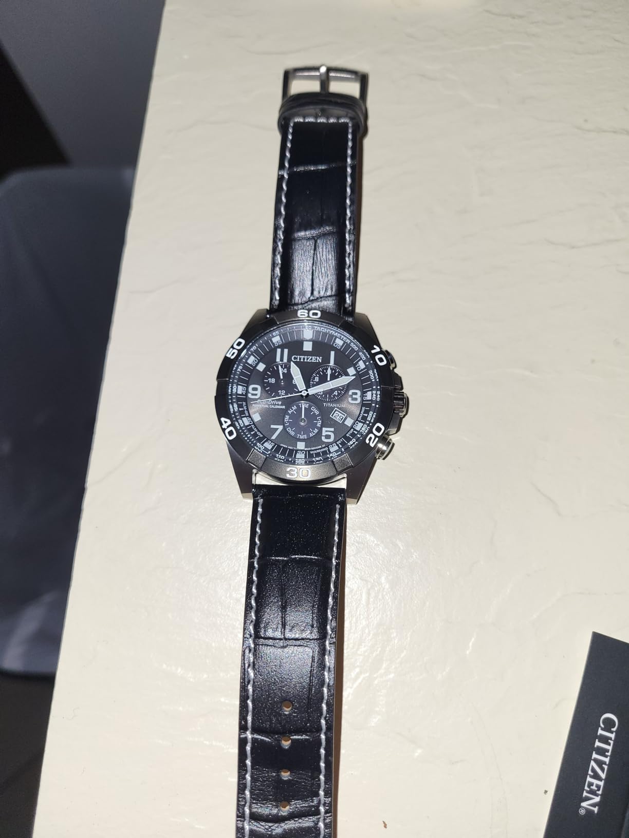 Citizen Men's Eco-Drive Sport Casual Brycen Chronograph Watch, Super Titanium™, Perpetual Calendar, Tachymeter 12/24 Hour Time, Alarm customer photo 2