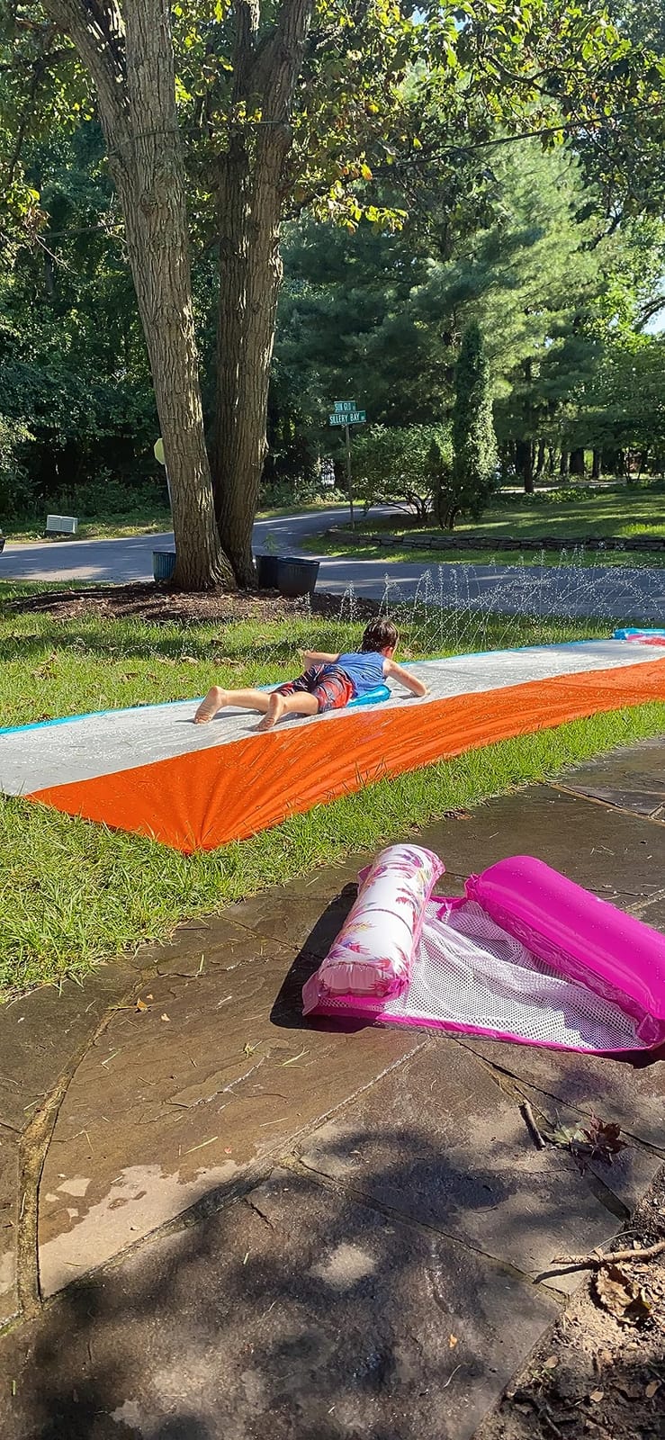Sloosh Water Slides with 2 Inflatable Boards,22.5ft Double Lane Splash Slip Lawn Water Slide with Advanced Sprinklers Summer Toy for Kids Adults Fun Backyard Summer Outdoor, Orange customer photo 1