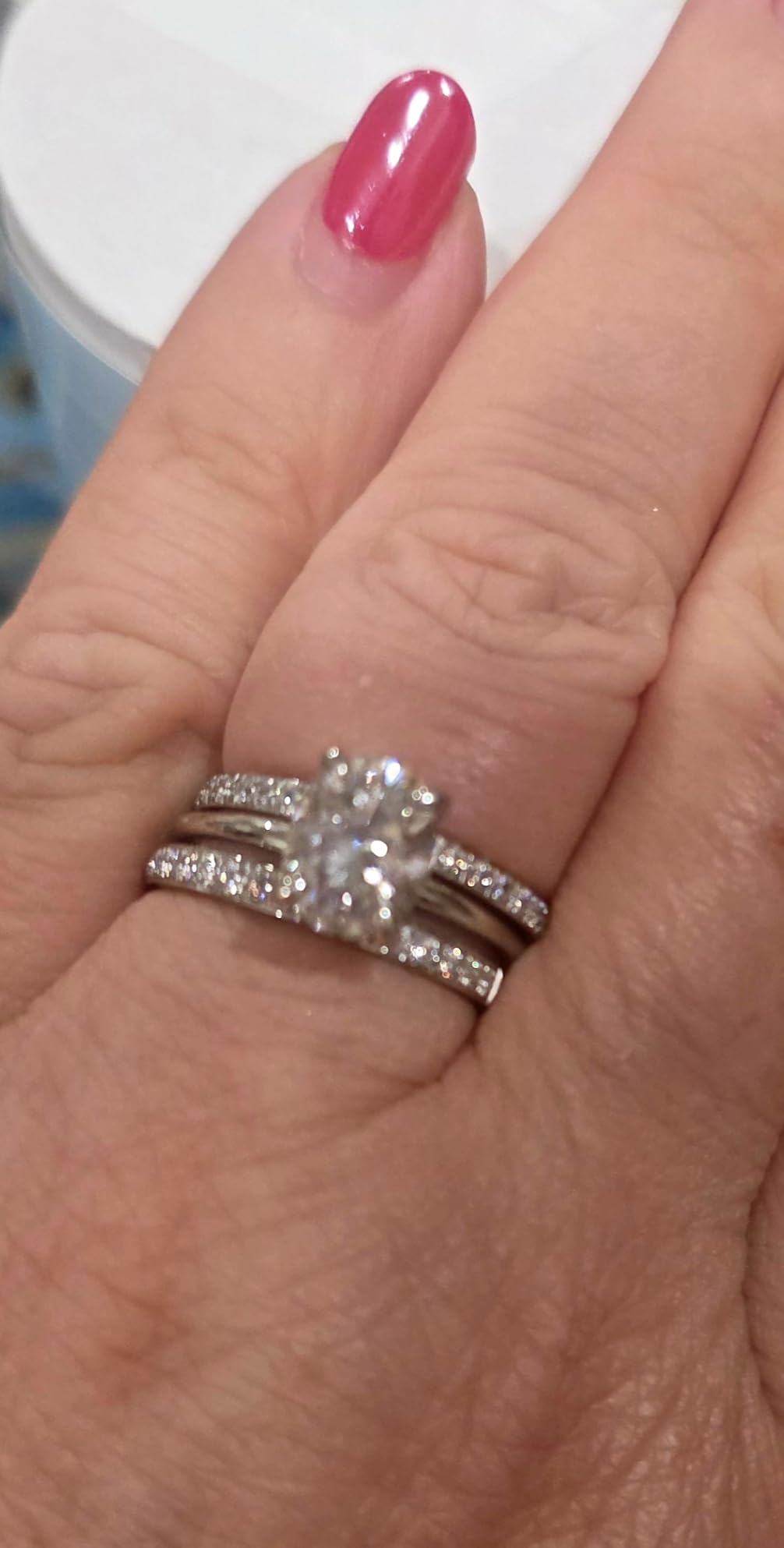 Ladylike S925 Oval Moissanite Engagement Ring for Women with Hidden Halo customer photo 2