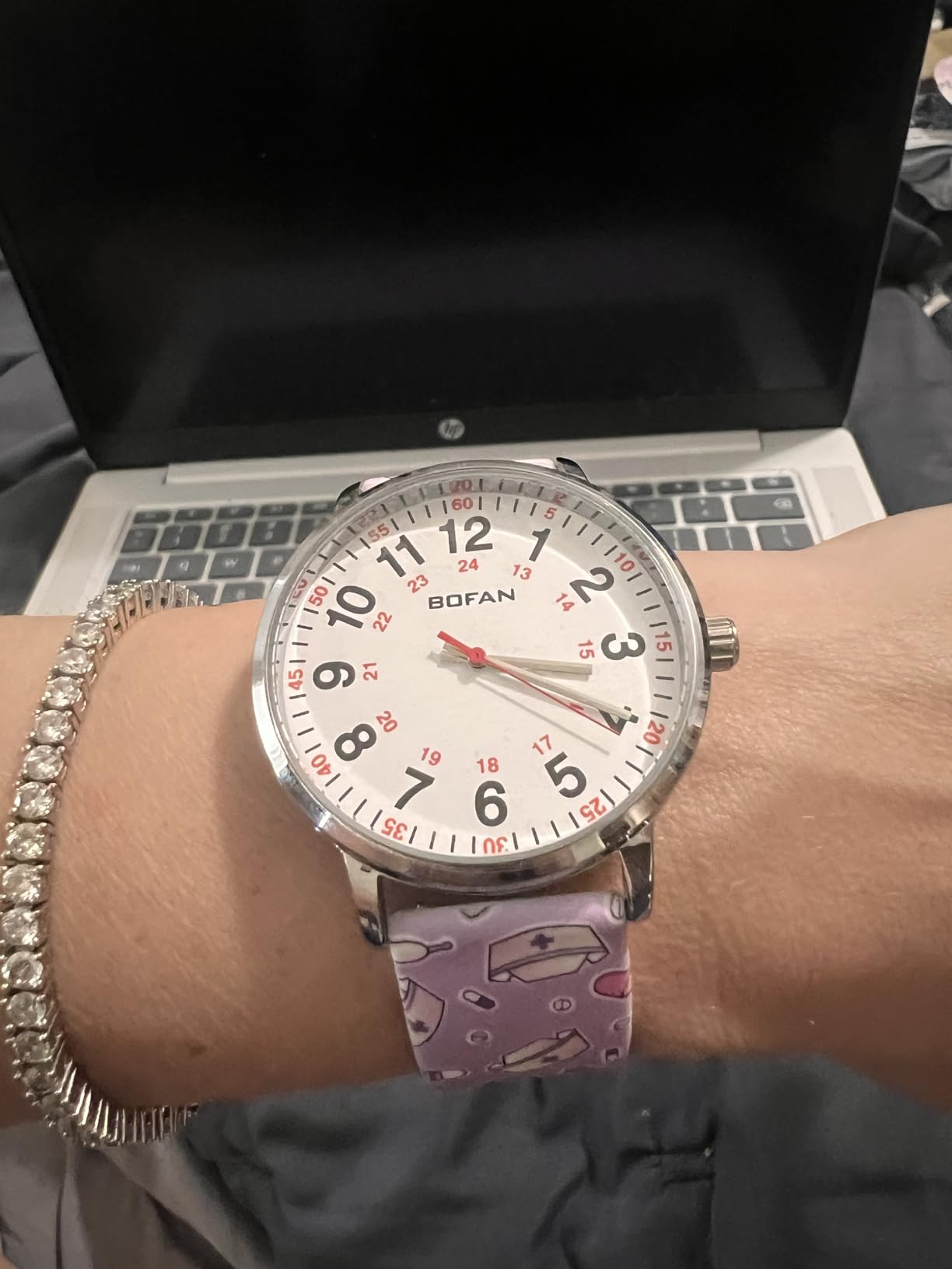 BOFAN Nurse Watch for Medical Professionals,Students,Doctors with Easy to Read Dial,Second Hand and 24 Hour,Soft Comfort Print Silicone Band,Water Resistant customer photo 1
