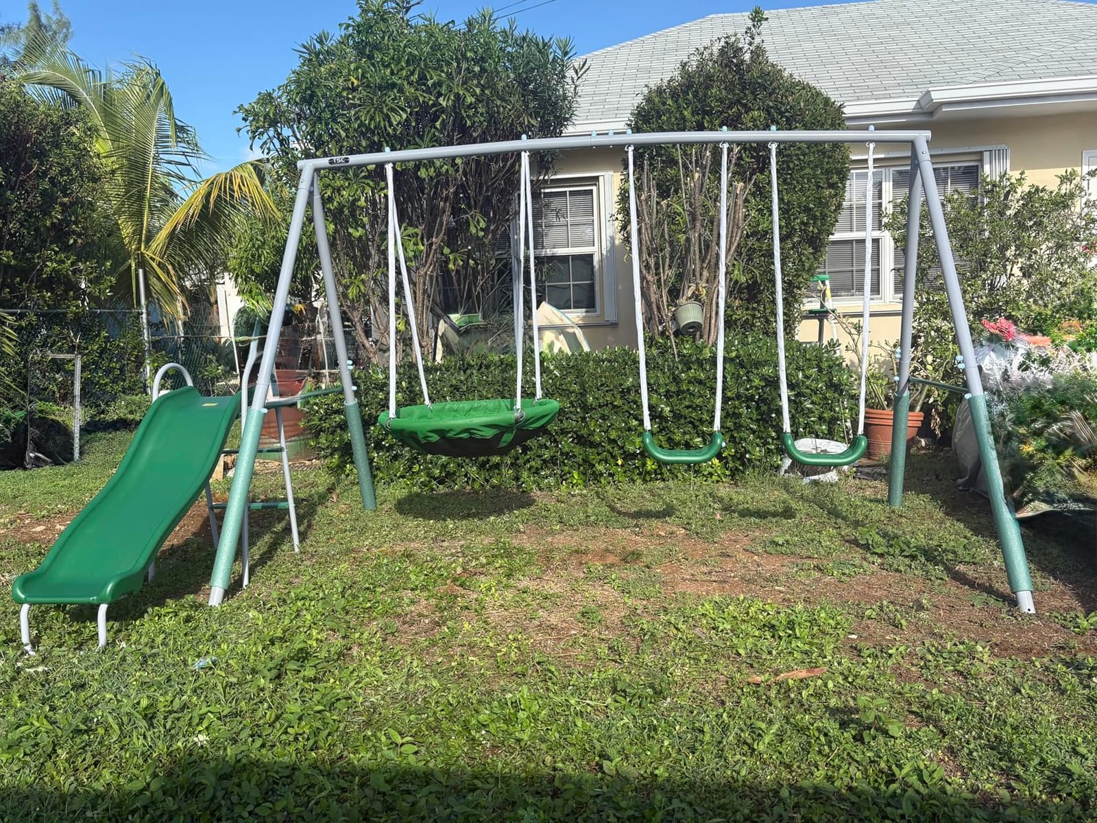 Sportspower Northridge Metal Swing Set, 500 lb Capacity, 3in Saucer, 2 Blow-Molded Swings, on 5ft Slide, Durable 6ft Frame, Outdoor Backyard Playset for Kids Aged 3–8 customer photo 1