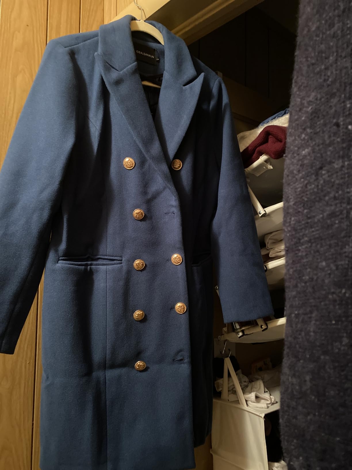 IDEALSANXUN Womens Fall Winter Wool Coats Double Breasted Midi Peacoat Trench Coats customer photo 1
