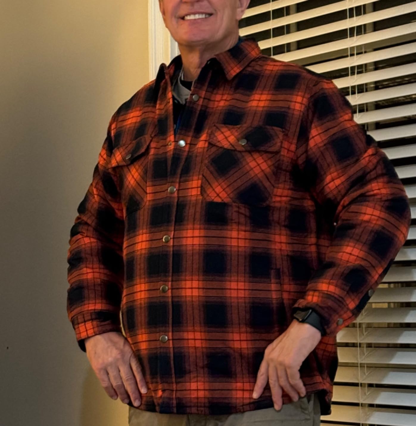 MAGCOMSEN Men's Flannel Shirts Long Sleeve Quilted Lined Warm Winter Coat customer photo 2