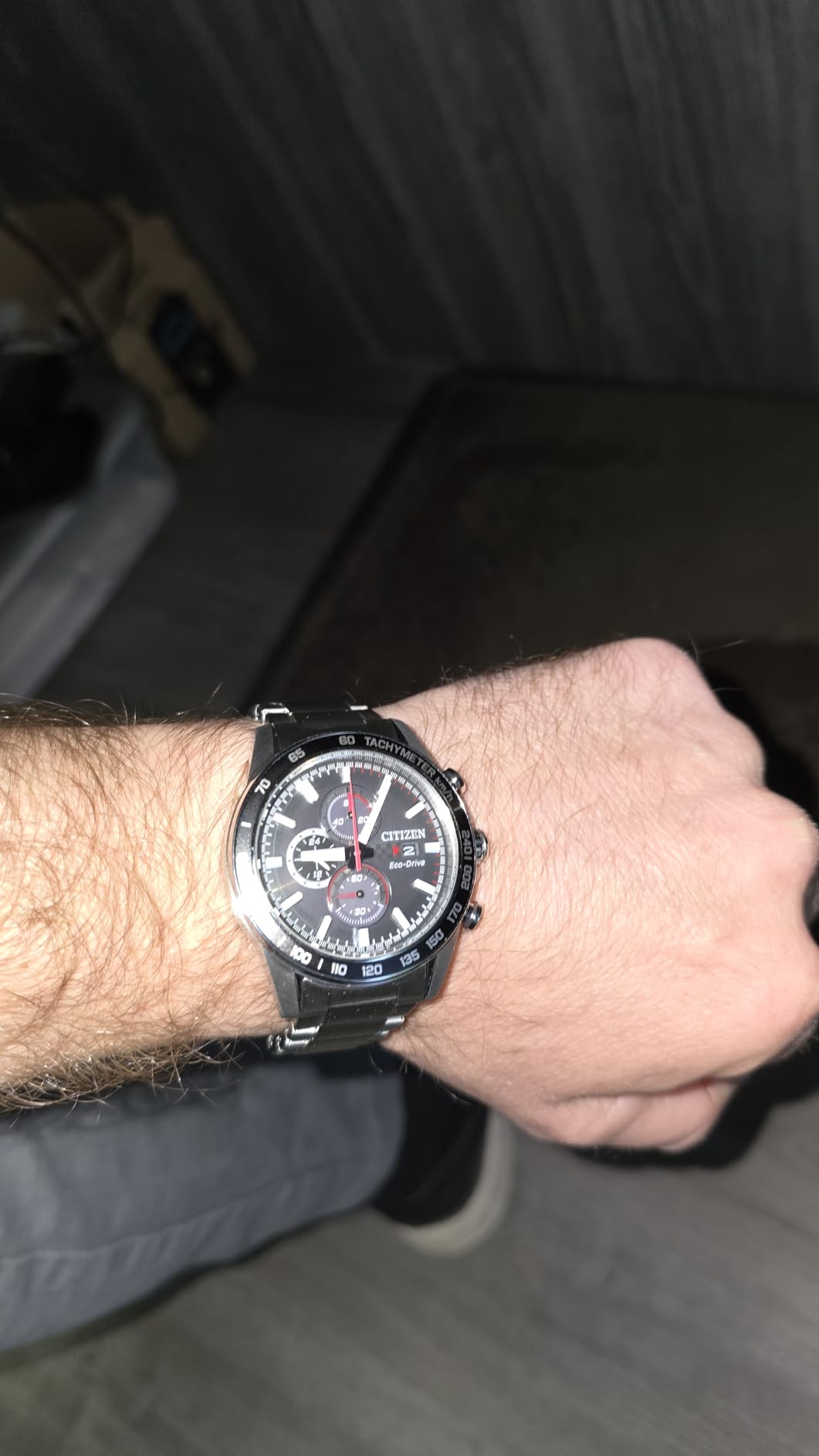 Citizen Men's Sport Casual Brycen Eco-Drive Chronograph Stainless Steel Watch, 12/24 Hour Time, Date, Tachymeter, 100 Meters Water Resistant, Spherical Mineral Crystal, Weekender customer photo 2
