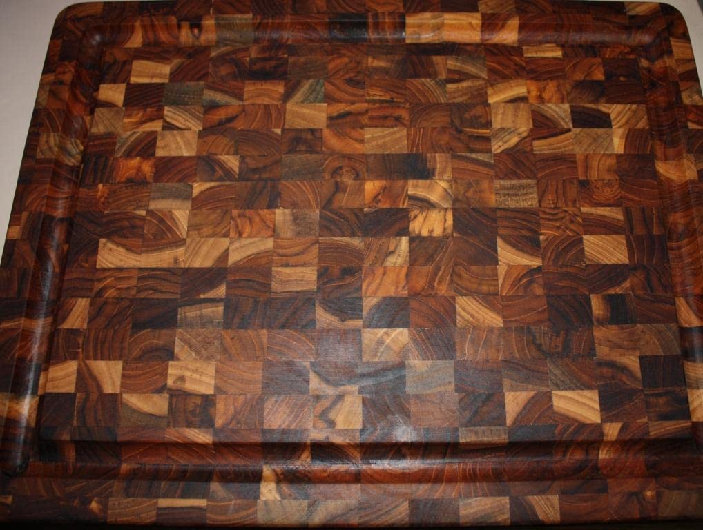 Yes4All Durable Teak Cutting Boards for Kitchen, [17''L x 13''W x 1.5” Thick] Medium End Grain Cutting Board, Pre Oiled Wood Cutting Boards, Thick Chopping Board w/Juice Grooves and Easy Grip Handle customer photo 2