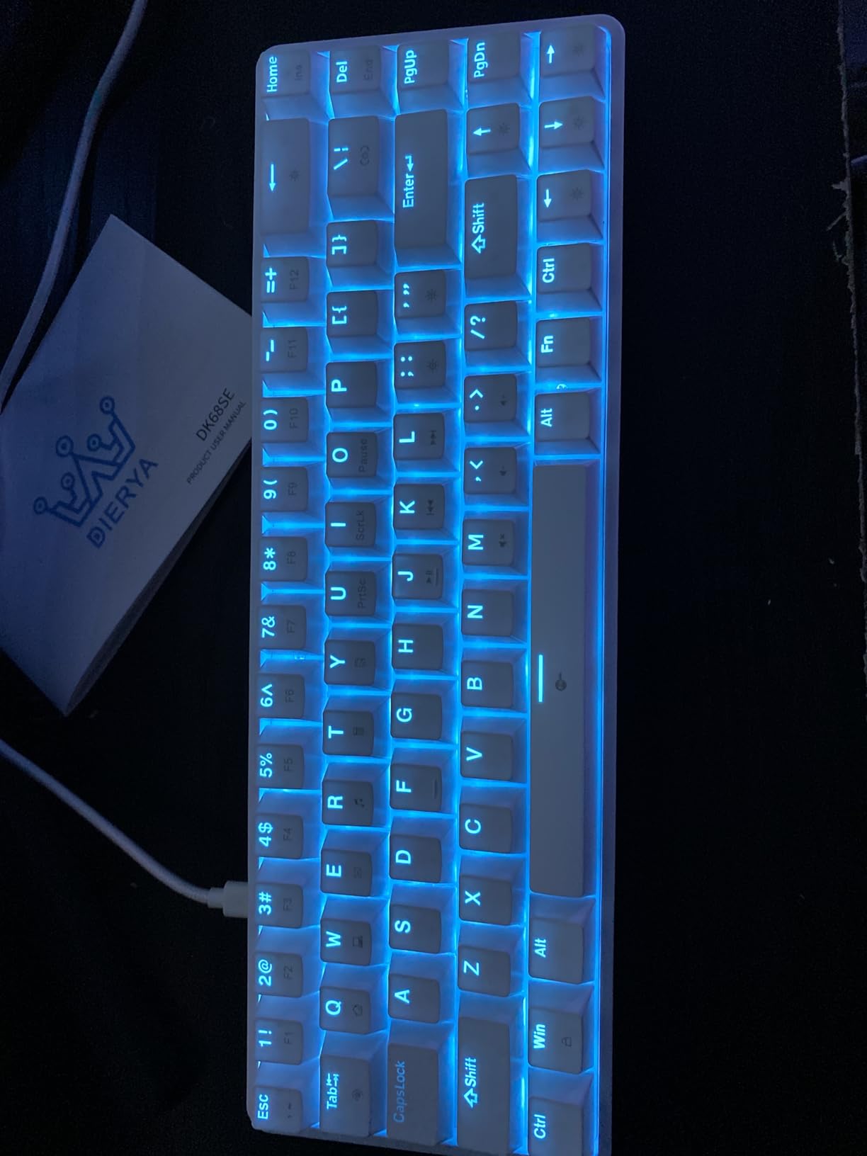 DIERYA T68SE 60% Gaming Mechanical Keyboard,Ultra Compact Mini 68 Key with Red Switches Wired Keyboard,Anti-Ghosting Keys, for Windows Laptops and PC Gamers,White customer photo 1