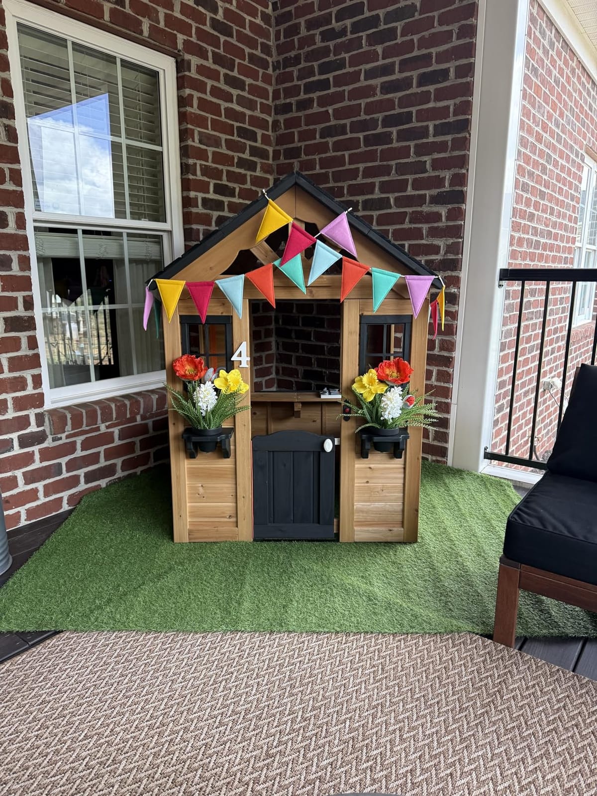 Backyard Discovery Sweetwater White Cedar Wooden Kids Playhouse Cottage with Play Kitchen, Snack Bar, Half Door, Toy Phone, Windows, Flowerpot Holders, Working Doorbell for Outdoor Imaginative Play customer photo 2
