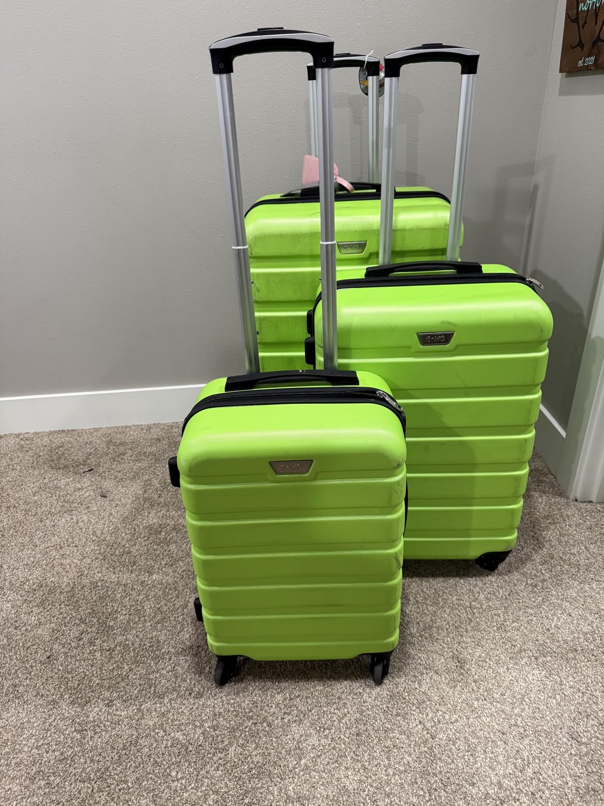 Coolife Luggage Set, 3 Piece Lightweight Durable Hardshell, Apricot White customer photo 2