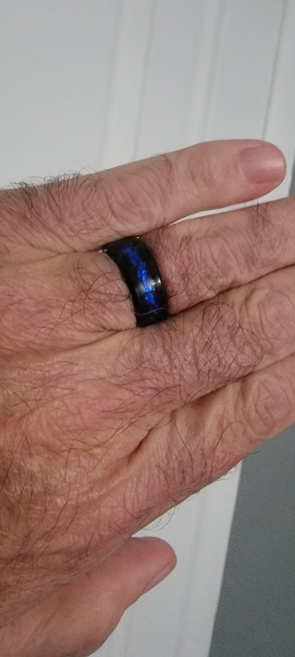 King Will Mens Wedding Band with Foils Inlay, Black/Silver/Gold customer photo 2