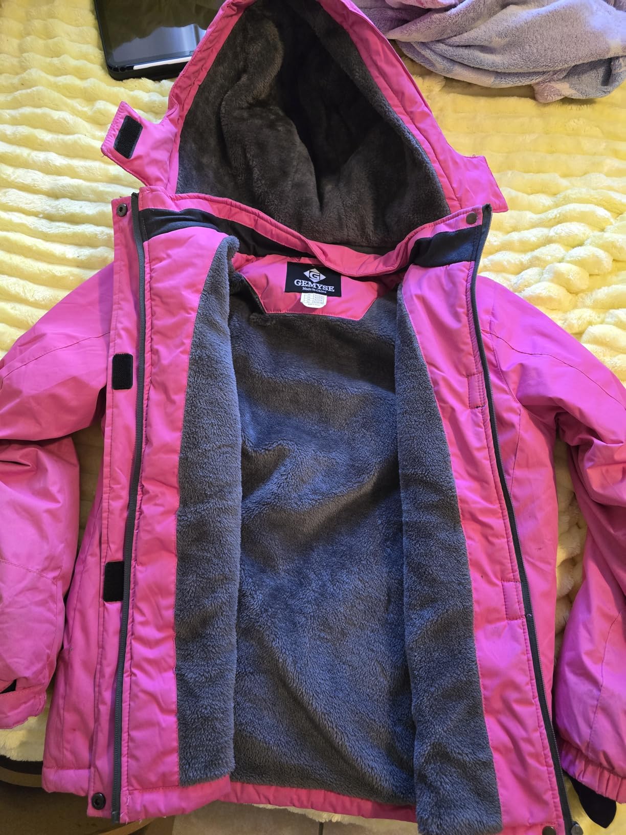 GEMYSE Girl's Waterproof Ski Snow Jacket Fleece Windproof Winter Jacket with Hood customer photo 2