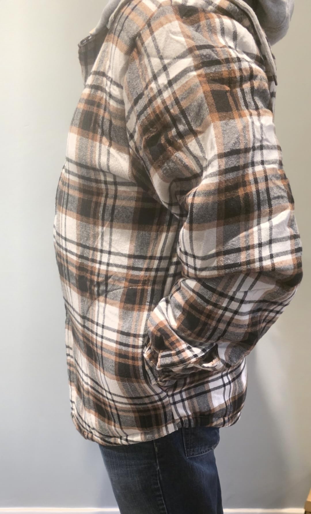 Men's Cotton Plaid Shirt Jacket Fleece Flannel Sherpa Button Down customer photo 1