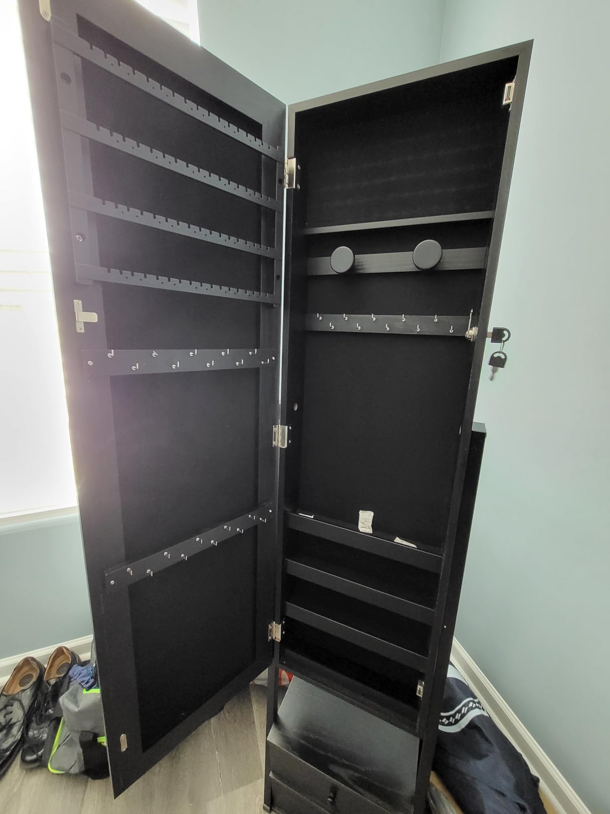 Nicetree Jewelry Cabinet Armoire, 2 Drawers, Full Length Mirror, Pure White customer photo 2