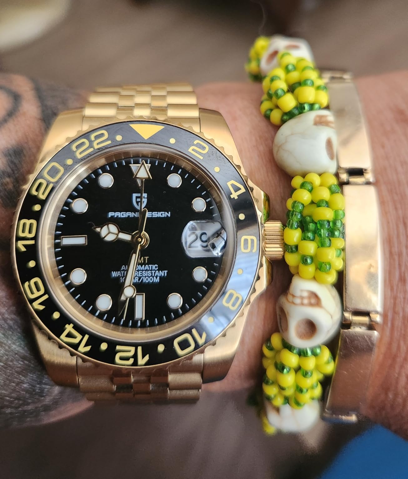CADISEN Pagani Design GMT Fully Automatic Mechanical Men's Watch 40MM Date 100M Waterproof Stainless Steel Submersible Rotating Ceramic Bezel Men's Sports Watch PD-1662 customer photo 1