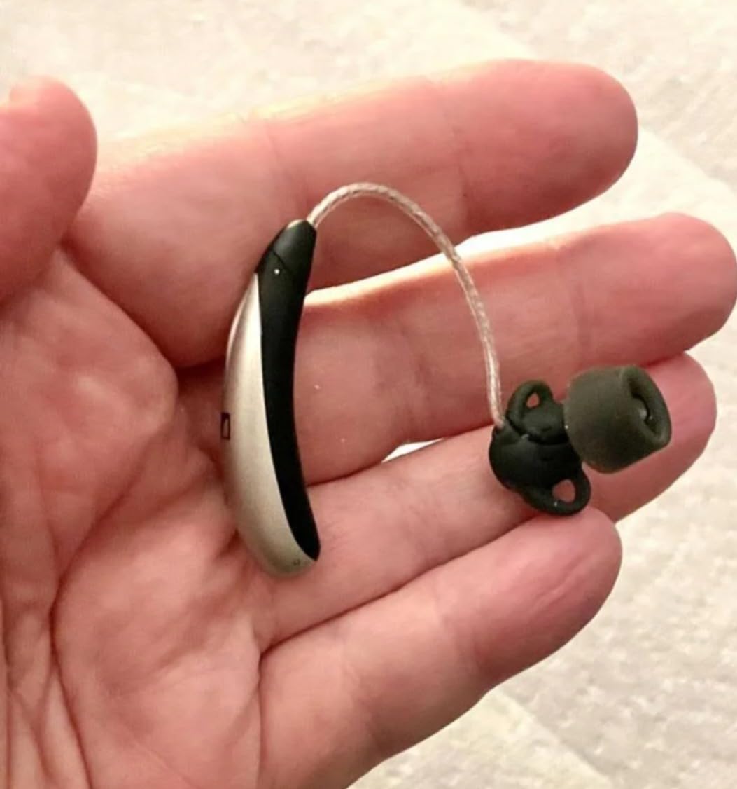 Sennheiser All-Day Clear Bluetooth Hearing Aids - OTC Hearing Aids with Bluetooth - Self-Fitting, Programmable Sound - FDA Cleared - Light Grey customer photo 2