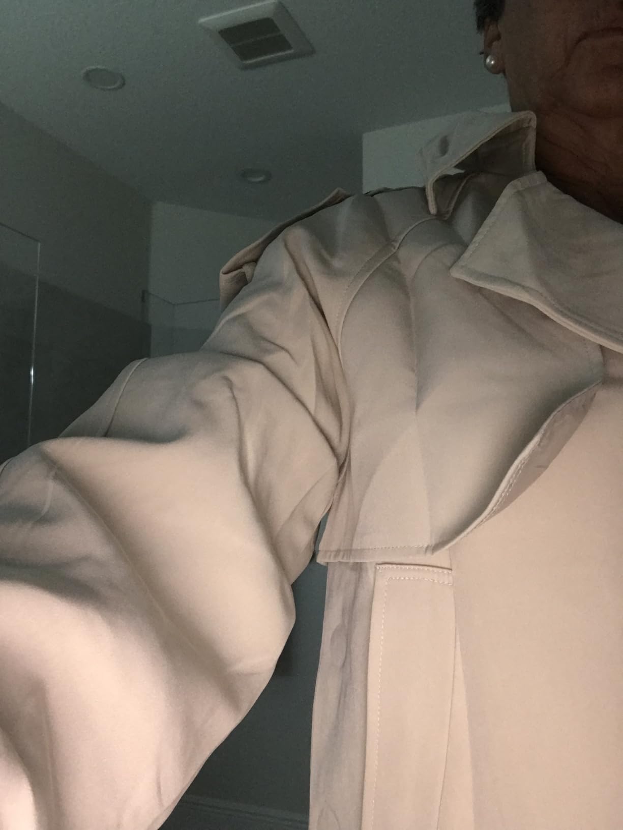 Saodimallsu Women Crop Double Breasted Trench Coat Short Cropped Jacket customer photo 2