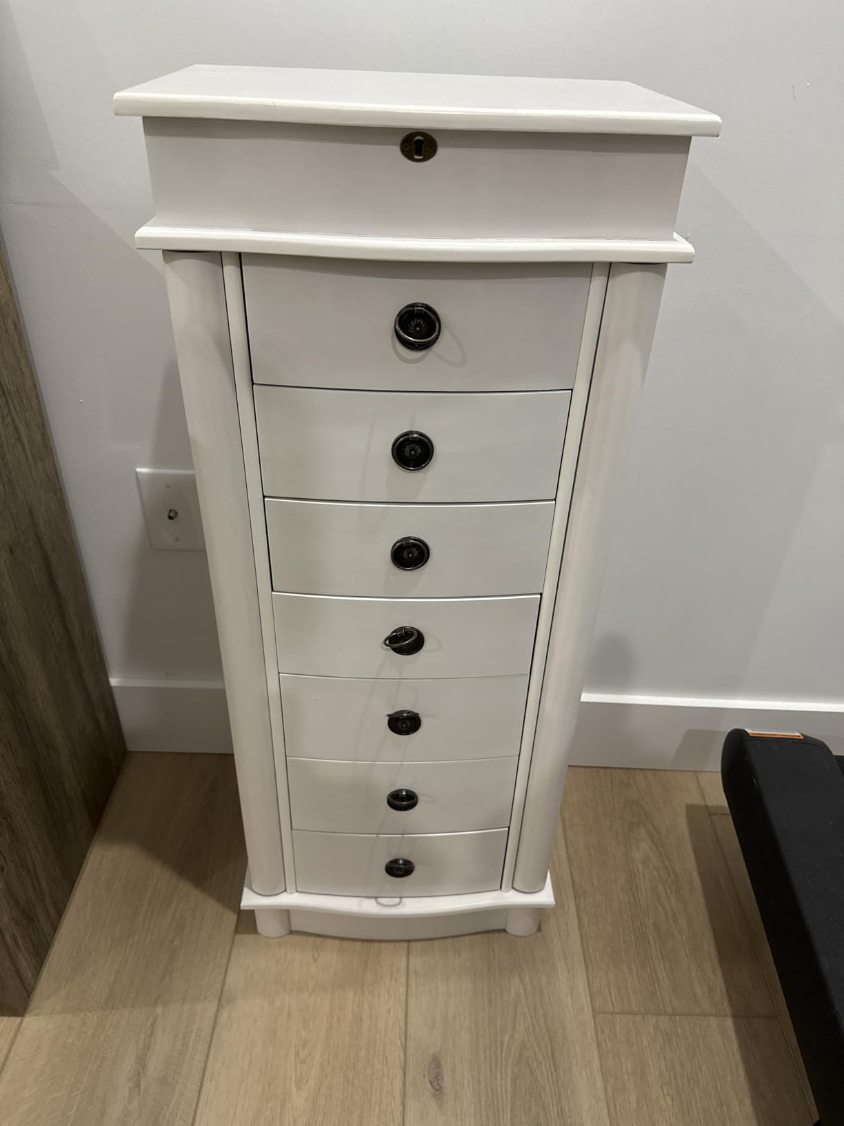 Hives and Honey Nora Jewelry Armoire Cabinet with Mirror – 7 Drawers, Locking Top, Necklace Hooks, Anti-Tarnish Felt – Traditional Standing Jewelry Organizer for Women, Walnut customer photo 1