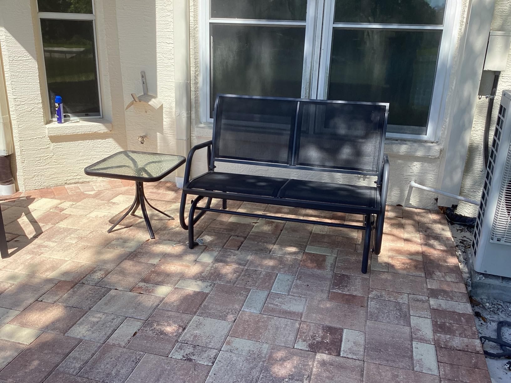Outsunny 2-Person Outdoor Glider Bench with Steel Frame, Light Mixed Brown | Double Swing Rocking Chair, Loveseat, for Outside Patio, Backyard, Garden, Porch, Powder Coated customer photo 2
