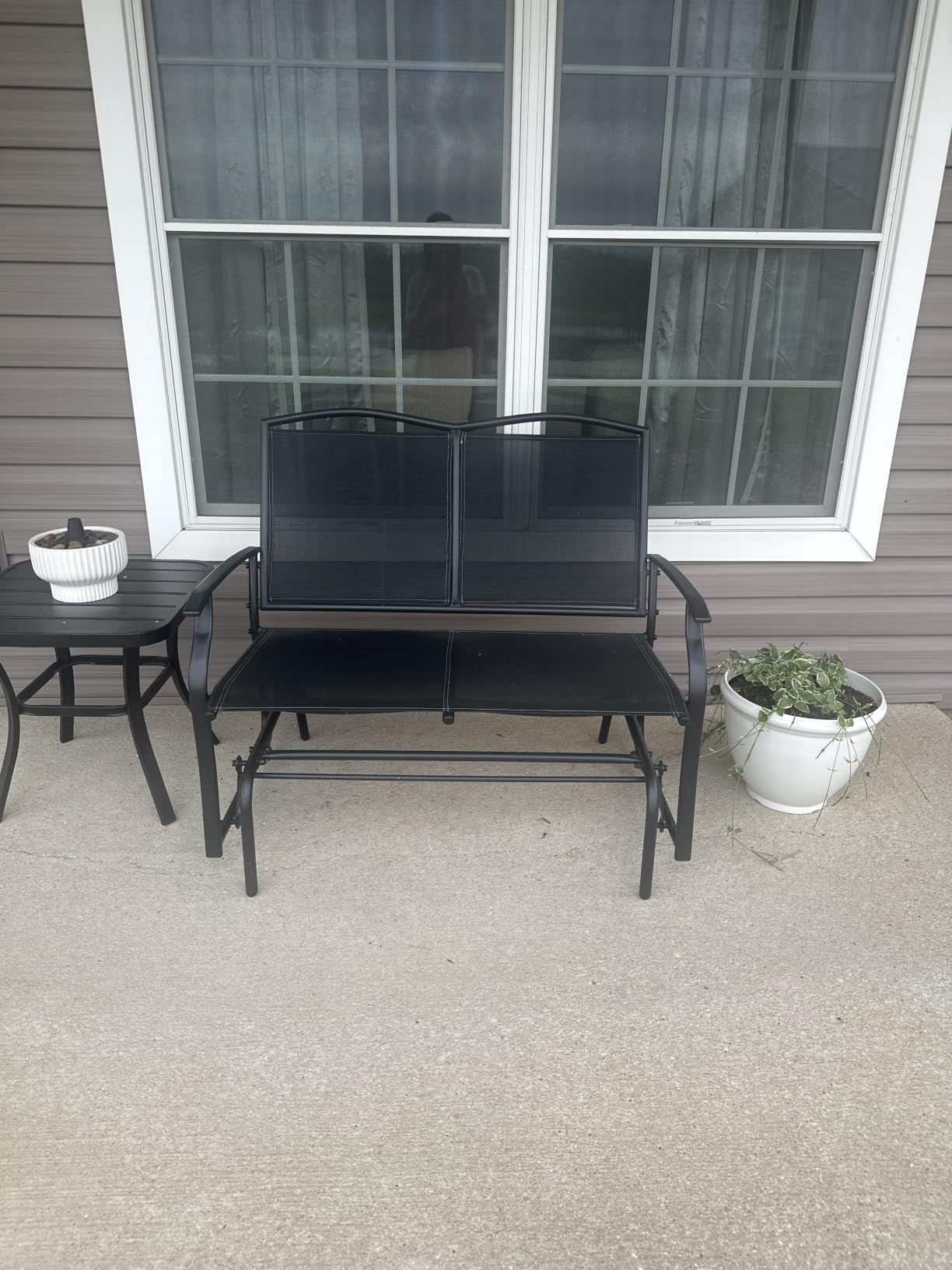 Best Choice Products 2-Person Outdoor Patio Swing Glider Steel Bench Loveseat Rocker for Deck, Porch w/Textilene Fabric, Steel Frame - Dark Gray customer photo 2