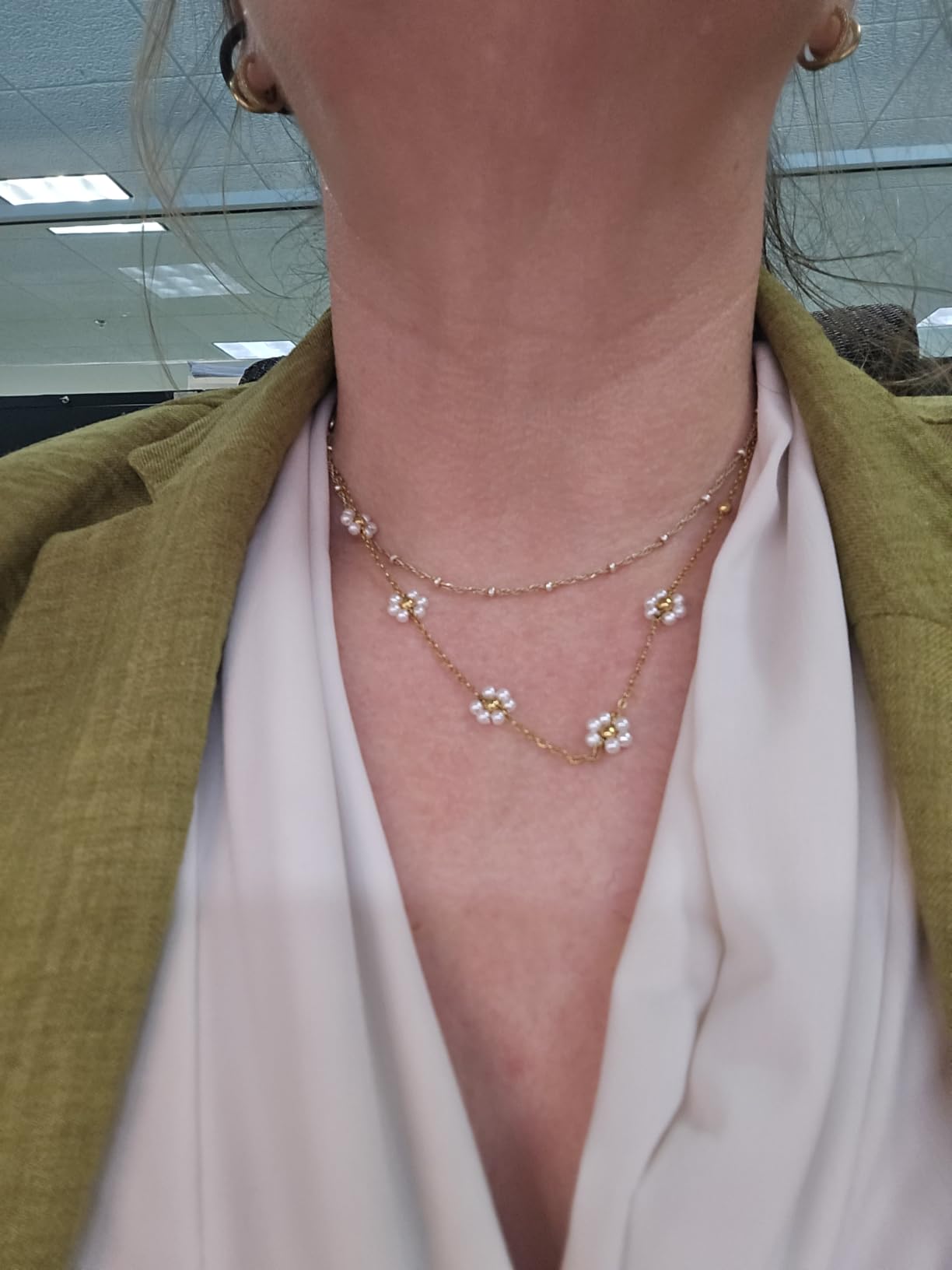 SmileBelle Pearl Necklaces for Women, 18K Gold Choker customer photo 2