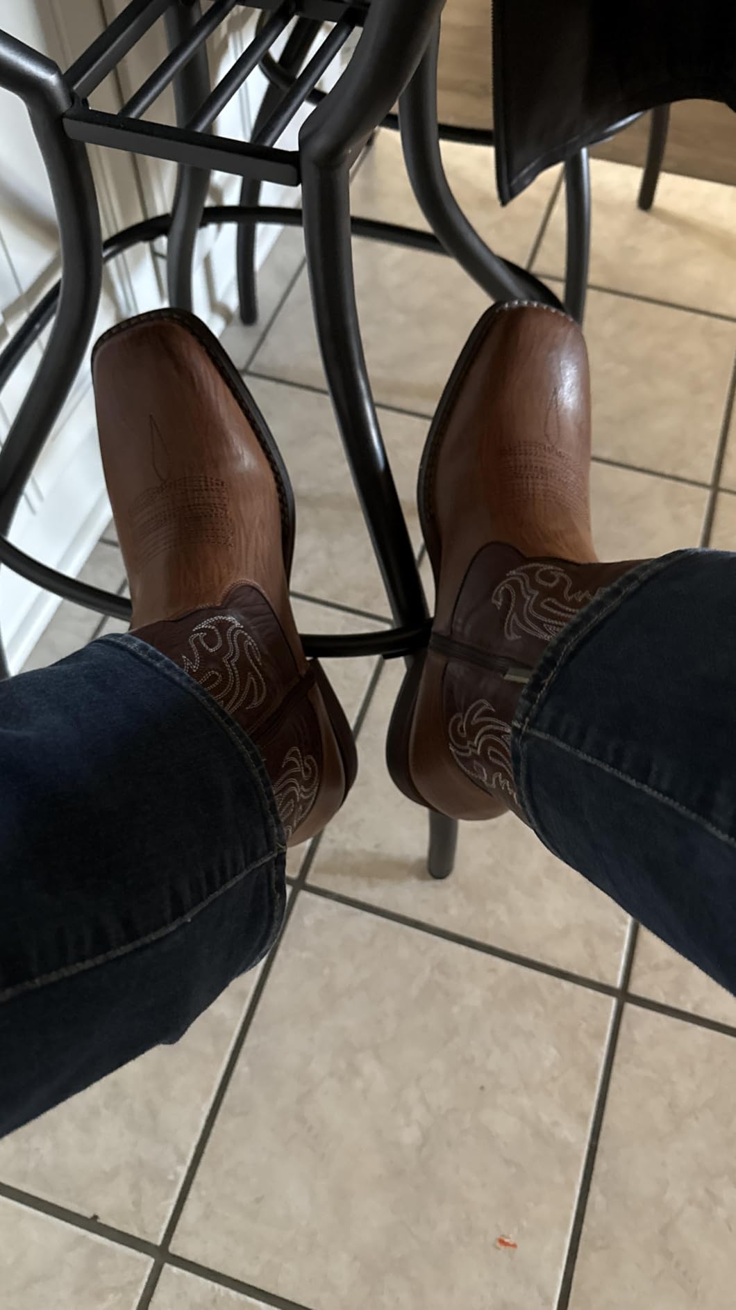 Jousen Cowboy Boots for Men Square Toe Western Side Zipper customer photo 1