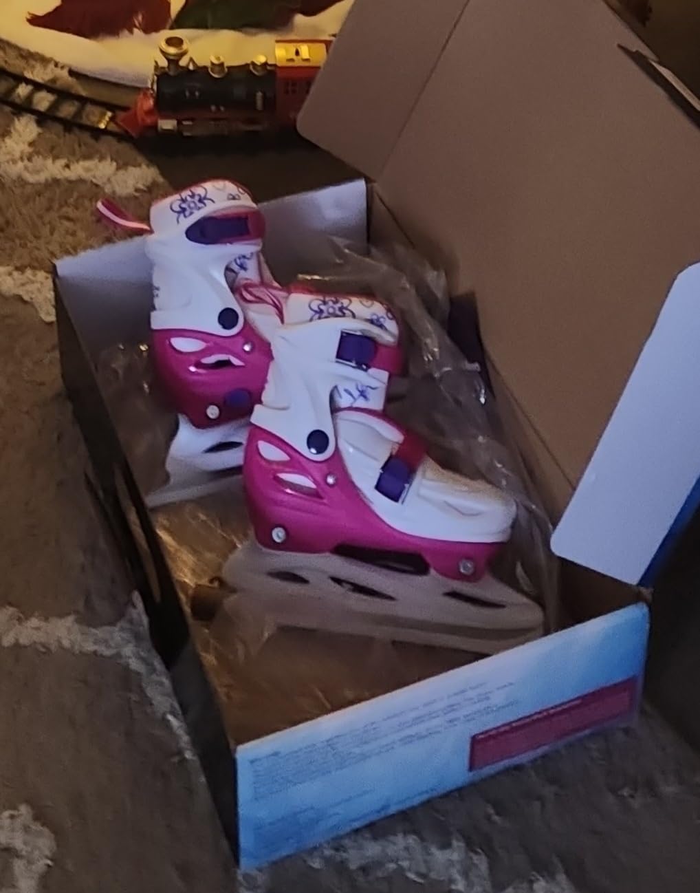 Xino Sports Adjustable Ice Skates - for Girls and Boys, Two Awesome Colors - Blue and Pink, Soft Padding and Reinforced Ankle Support, Fun to Skate!… customer photo 2