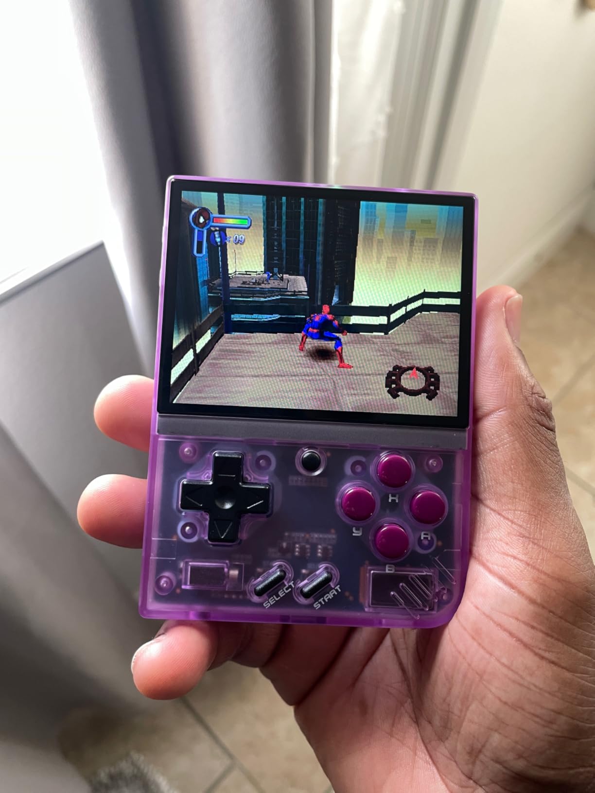 FINGEREVO Miyoo Mini Plus OnionOS Handheld Game Console 3.5-inch 640 * 480 Screen 3000mAh Miyoo-mini+ with Portable Case Transparent Purple customer photo 1