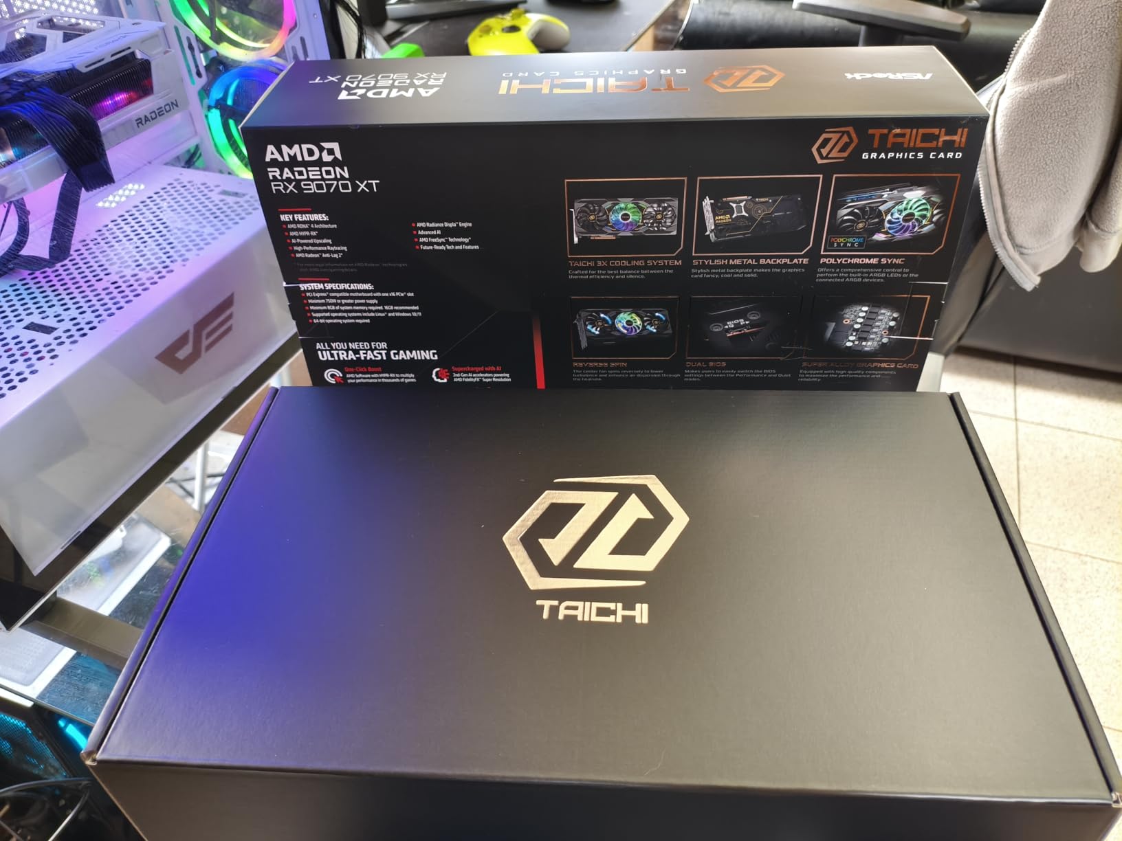 ASRock Radeon RX 9070 XT Taichi 16GB OC, RDNA 4, 3100MHz Boost, 16GB GDDR6 256-bit, PCIe 5.0, Taichi 3X Cooling, Dual BIOS, Polychrome SYNC customer photo 1