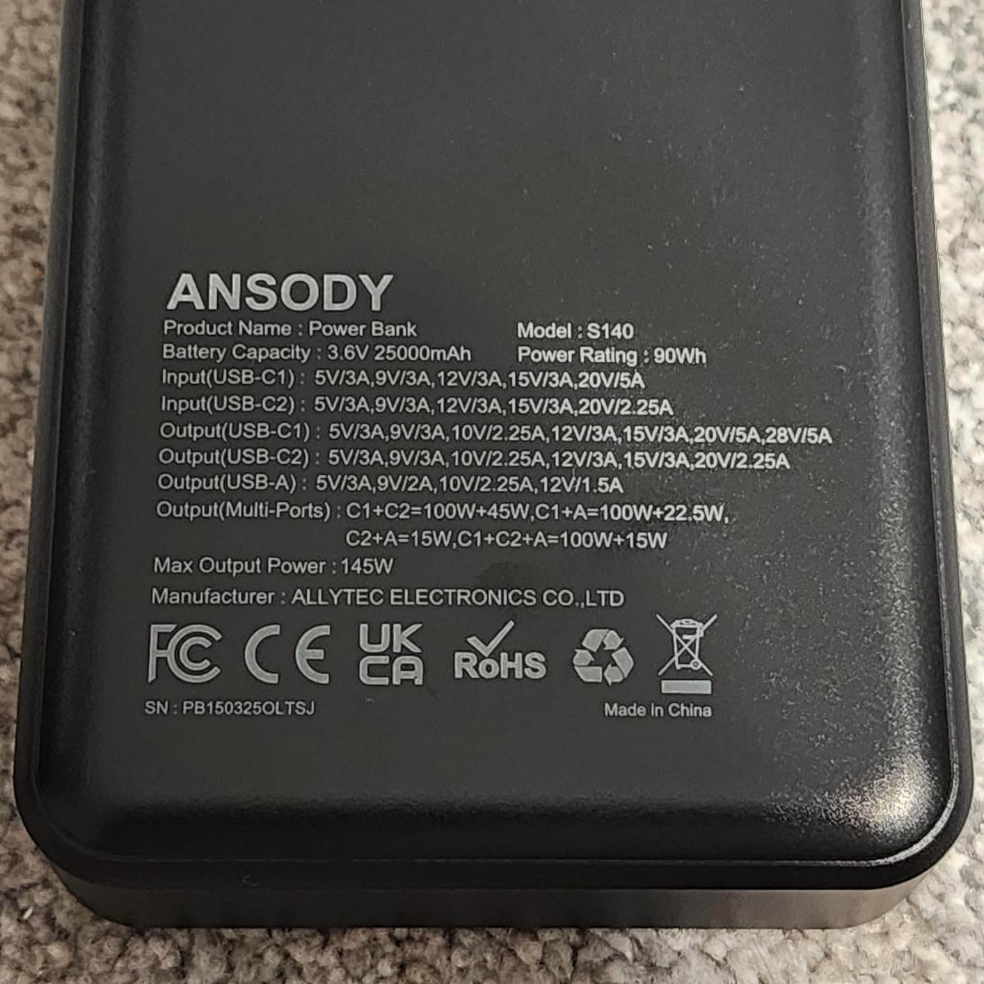 140W Laptop Power Bank, 25000mAh with TFT Smart Digital Display customer photo 1