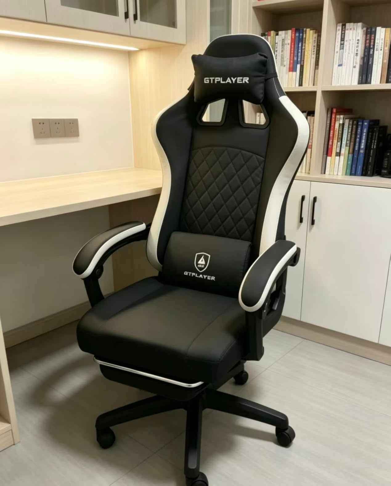 GTPLAYER Gaming Chair, Computer Office Chair with Pocket Spring Cushion, Linkage Armrests and Footrest, High Back Ergonomic Computer Chair with Lumbar Support Task Chair with Footrest(Black) customer photo 1