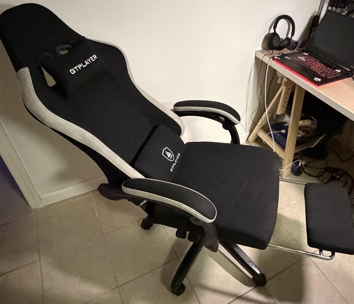 GTPLAYER Gaming Chair, Computer Office Chair with Pocket Spring Cushion, Linkage Armrests and Footrest, High Back Ergonomic Computer Chair with Lumbar Support Task Chair with Footrest(Black) customer photo 2
