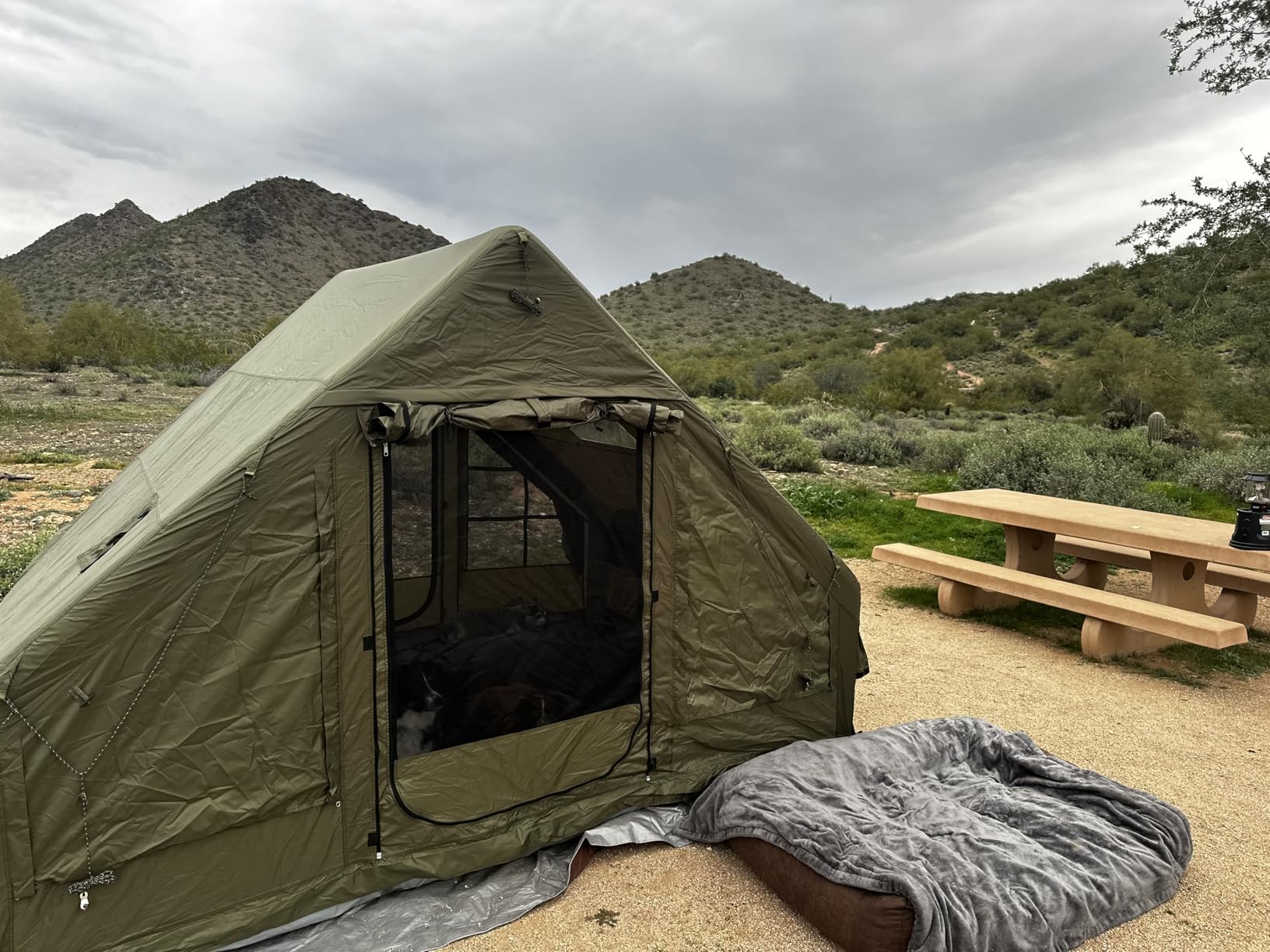 Inflatable Camping Tent, Glamping Blow Up Tent with Hand Pump for All-Season customer photo 1