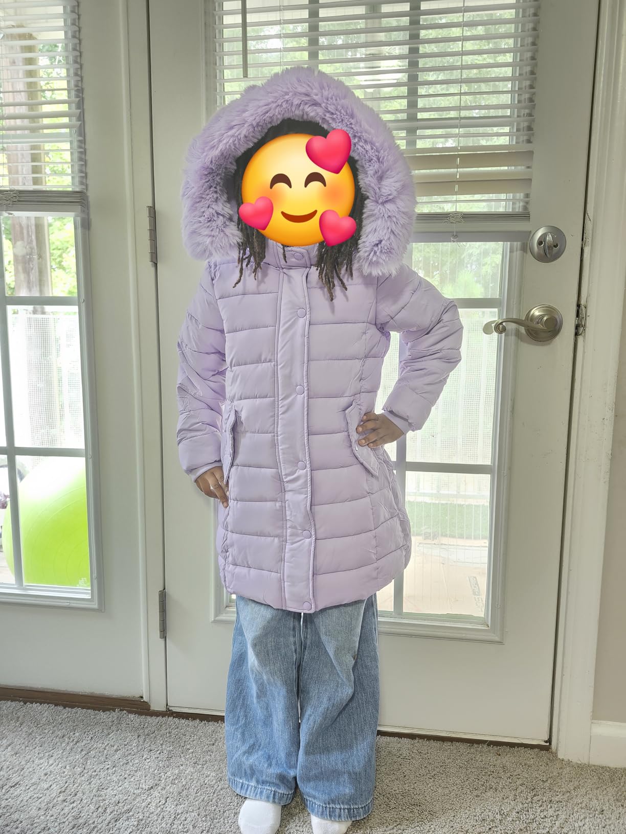 Girls Long Puffer Winter Coat Kid's Removable Hood Parka Jacket customer photo 1