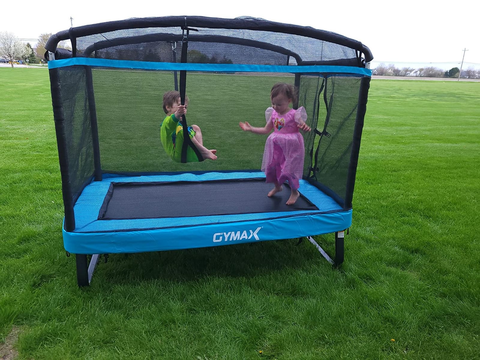 Giantex 6 FT Trampoline for Kids with Swing, Toddler Trampolines with Safety Enclosure Net, ASTM Approved, Rectangle Indoor & Outdoor Mini Kids Trampoline customer photo 1