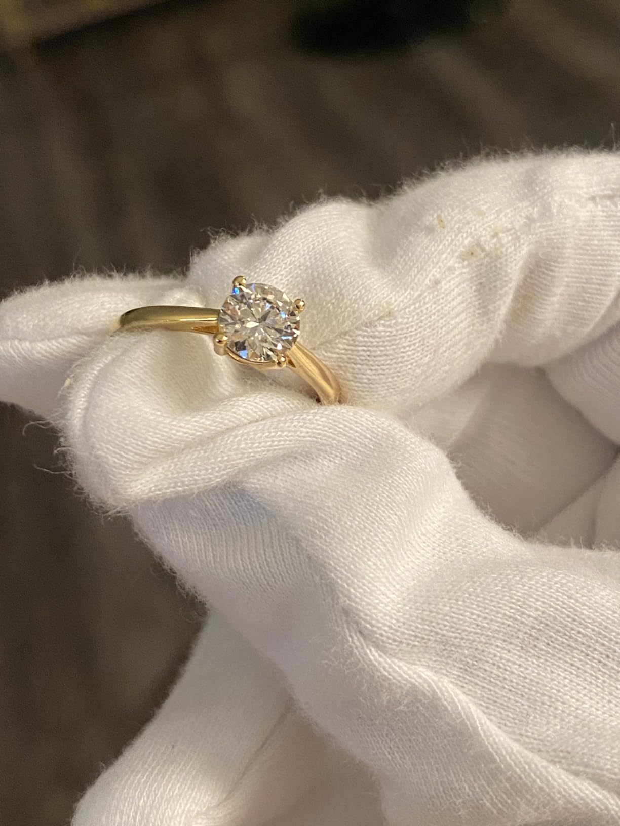 0.3-2 Carat Lab Grown Diamond Engagement Rings for Women, 14K Gold Plated Sterling Silver Rings, IGI Certificate Round Cut Diamond Solitaire Promise Ring, Size 5-9, Classic 4-Prong Wedding Band customer photo 1
